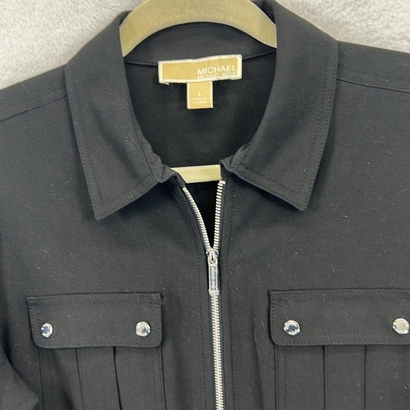 MICHAEL Michael Kors Chic Black Zip-Up Dress w/Pockets Sz L Black EUC - Picture 3 of 10